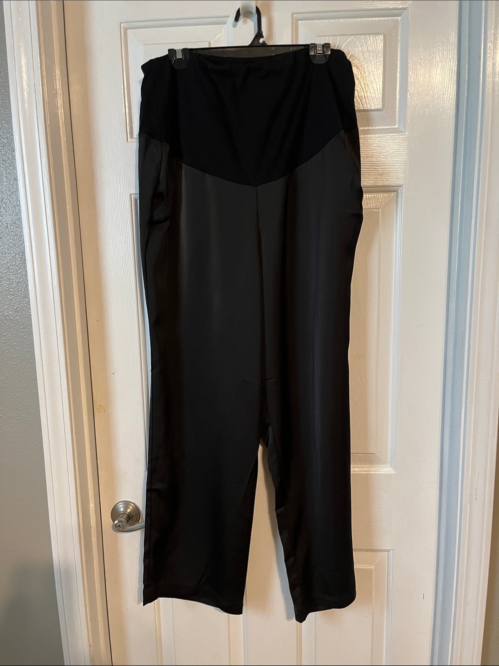 Black Maternity Satin Wide-Leg Pants